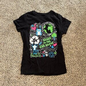 Route 66 Black Kids T-Shirt with Green and Blue Graphics